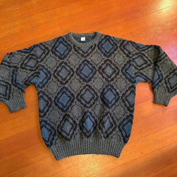Vtg. Argyle Geometric Pattern Grandpa Sweater No Brand Size L - Picture 1 of 6
